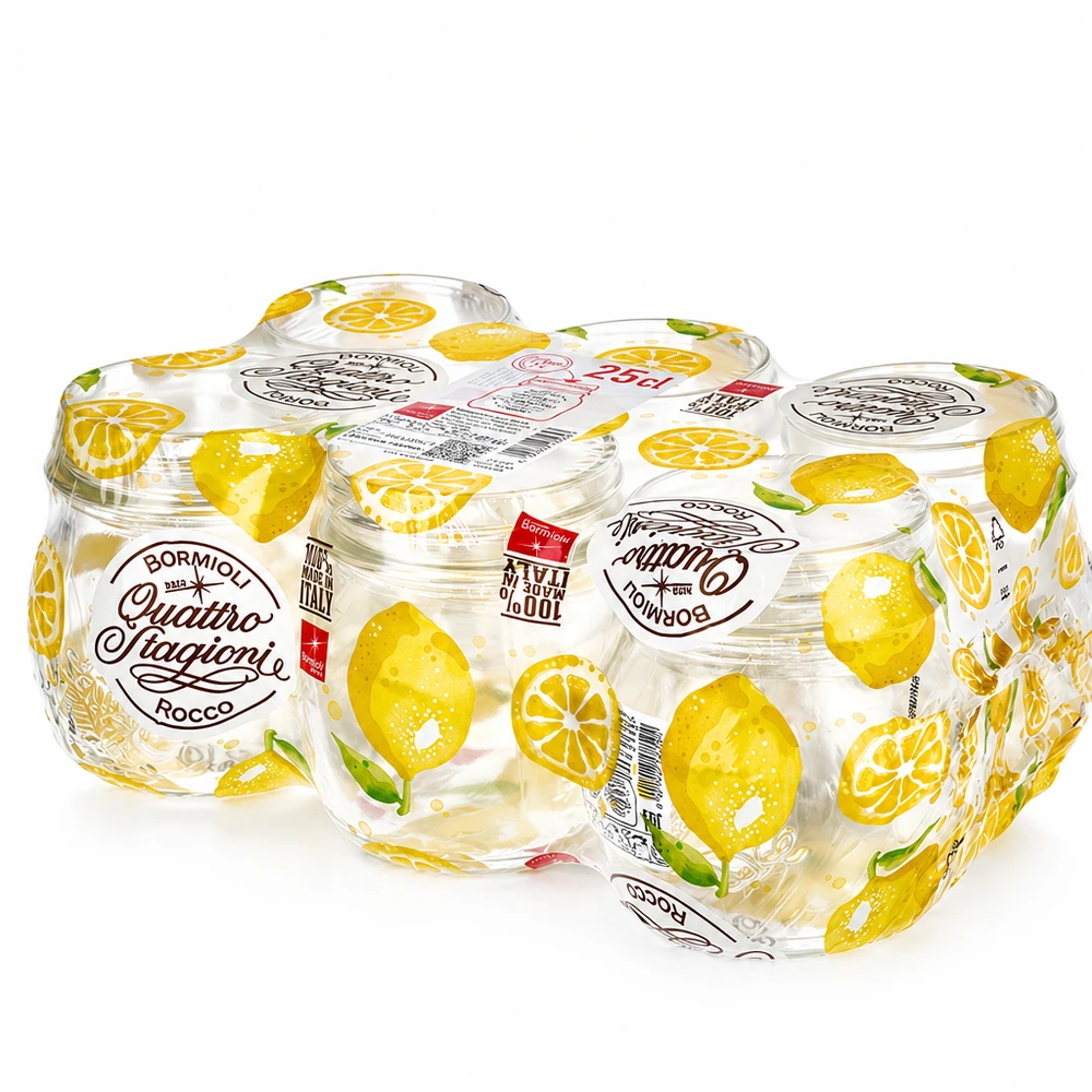 250ml kulatá zavařovací sklenice "Quattro Stagioni" QS70mm Bormioli Rocco Quattro Stagioni 250ml Einmachgläser mit Zitronenmotiv und Schraubdeckel 6er Set