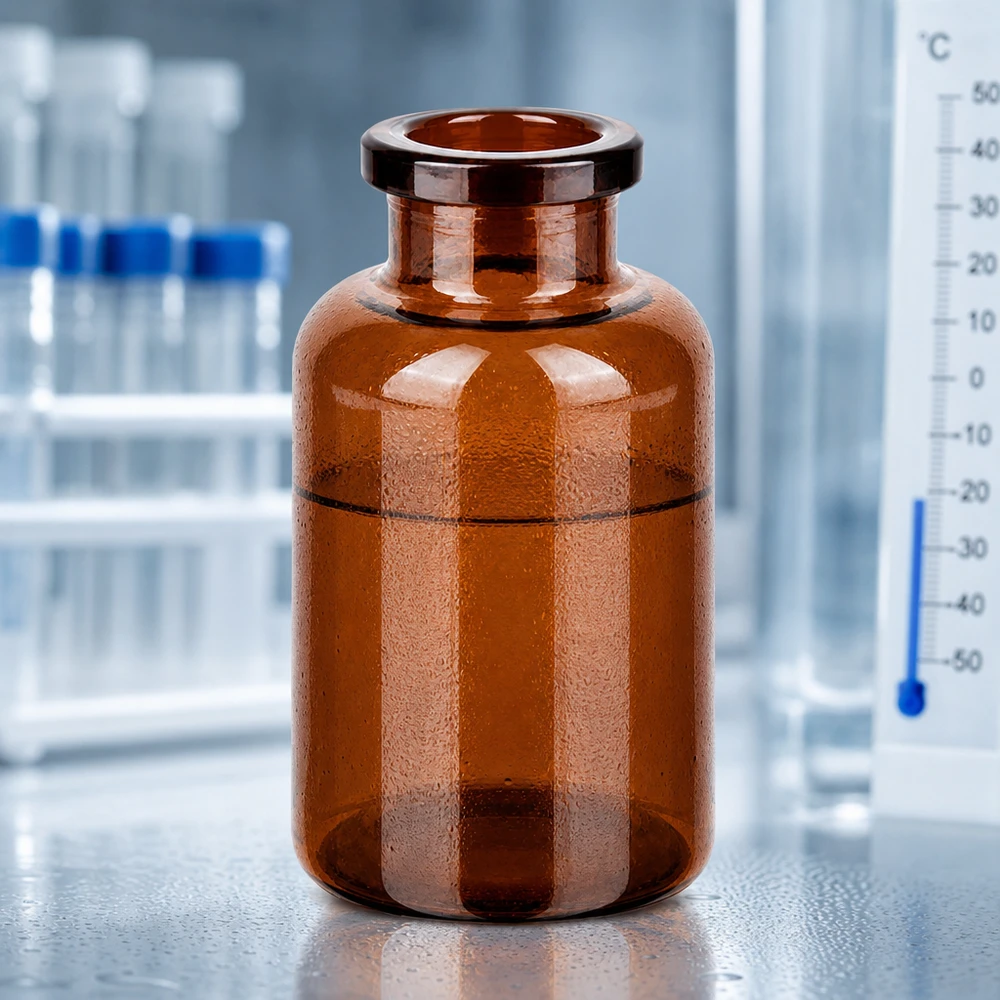 Injekční lahvička z jantarového skla 20ml Braunglas Flasche 20ml für lichtempfindliche Injektionslösungen bei Minustemperaturen