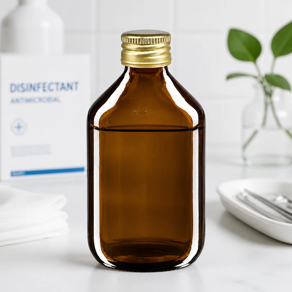 300ml lahvička na léky hnědá, se zlatým hliníkovým uzávěrem ApoGlas