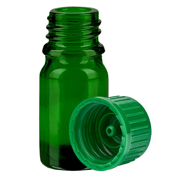 5ml láhev s 11mm šroubovacím uzávěrem zelená Standard GreenLine UT18/5 5ml láhev s 11mm šroubovacím uzávěrem zelená Standard GreenLine UT18/5
