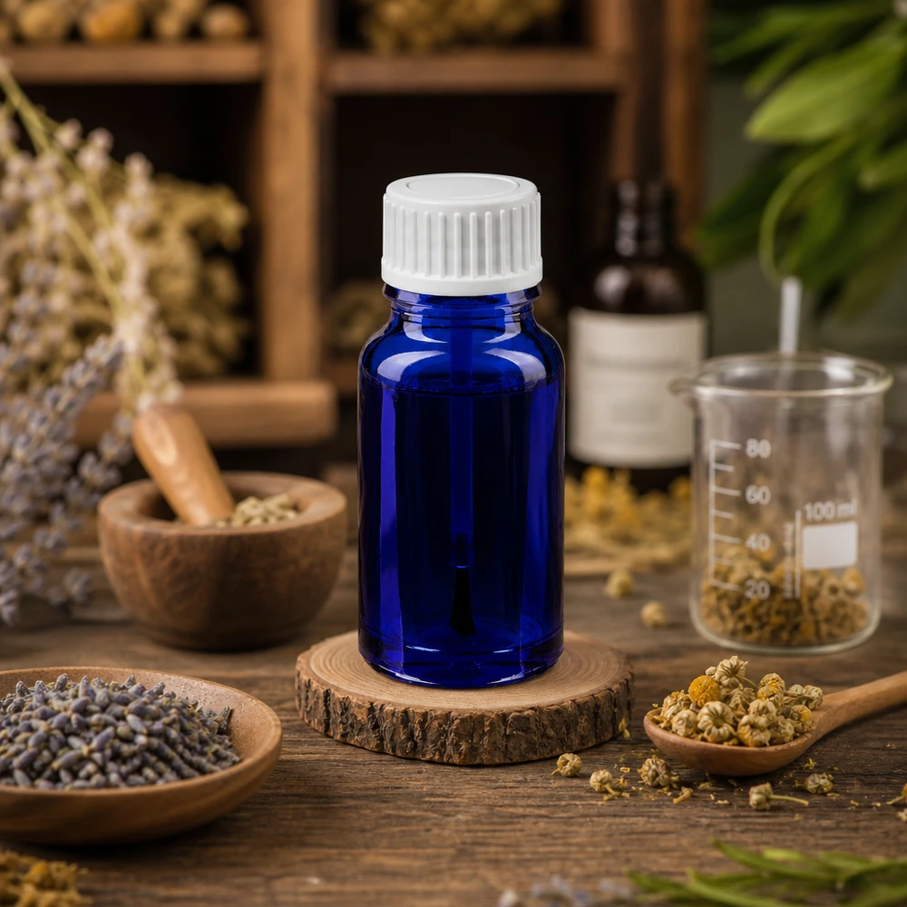 Vielseitige 10ml Pinselflasche STD BlueLine für Apotheken und Heilpraktikerpraxen geeignet