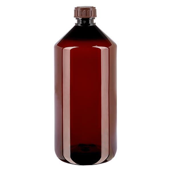 PET láhev 1000ml s hnědým uzávěrem standard PET láhev 1000ml s hnědým uzávěrem standard