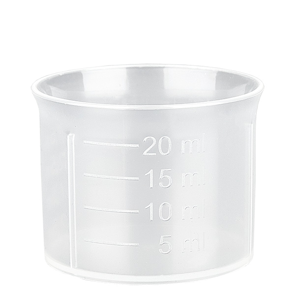 Průhledný dávkovací kelímek 20ml se stupnicí ApoGlas Průhledný dávkovací kelímek 20ml se stupnicí ApoGlas