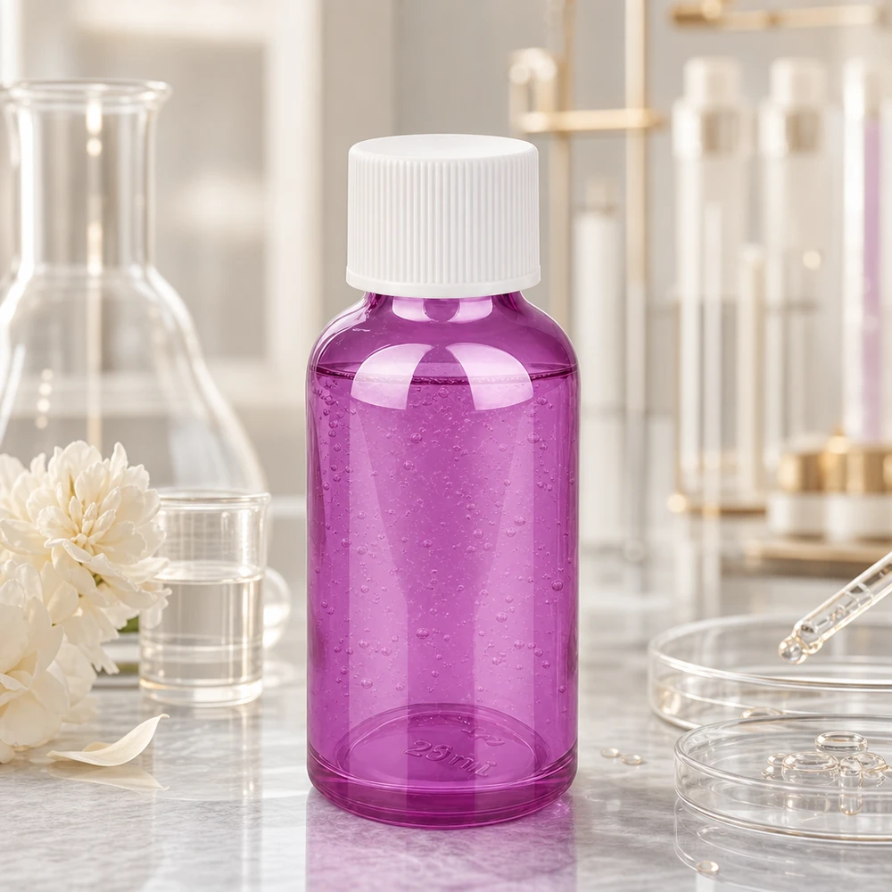 Violette Laborflasche 30ml mit tropffreiem Verschluss für Apotheken und Kosmetikstudios