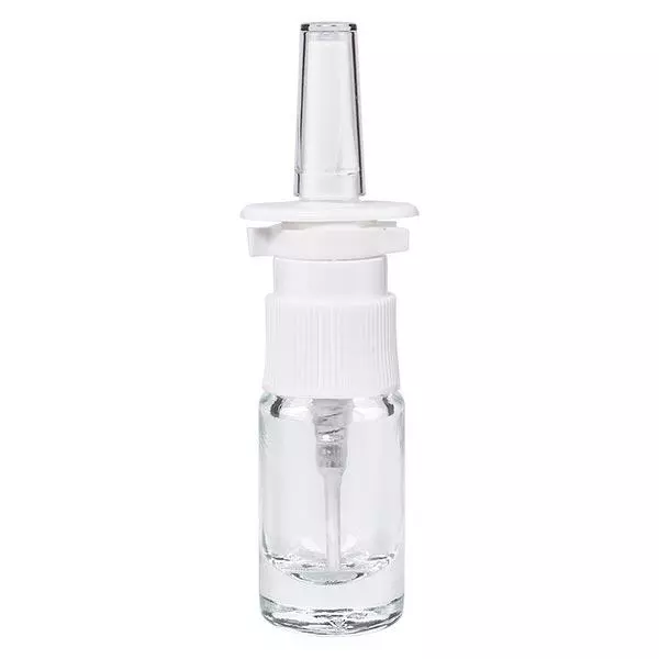 Lékárenská lahvička čirá 5ml nosní sprej bílá standardní Lékárenská lahvička čirá 5ml nosní sprej bílá standardní