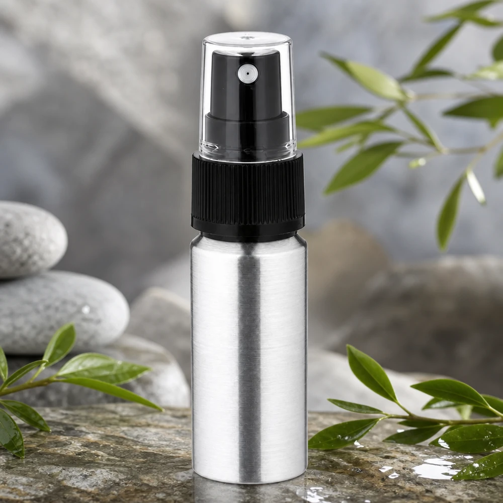 20ml leštěná hliníková láhev s rozprašovačem Vielseitige 20ml Aluminiumflasche mit Zerstäuber für Parfum Mundspray und Aromatherapie