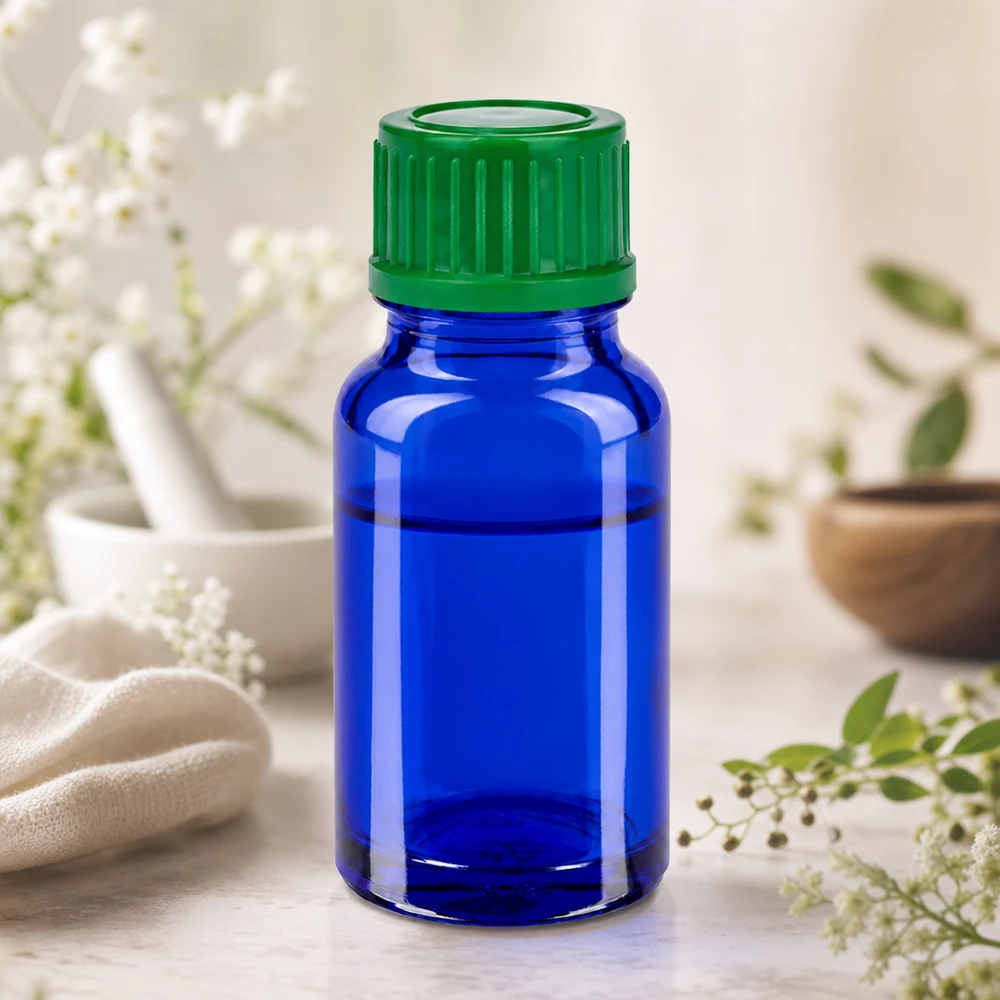 Professionelle 10ml Glasflasche BlueLine UT18/10 mit dichtem grünem 11mm Schraubverschluss