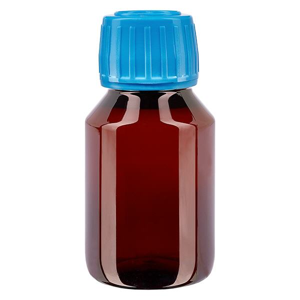 PET láhev 50ml s modrým uzávěrem, který lze vyjmout z oběhu PET láhev 50ml s modrým uzávěrem, který lze vyjmout z oběhu