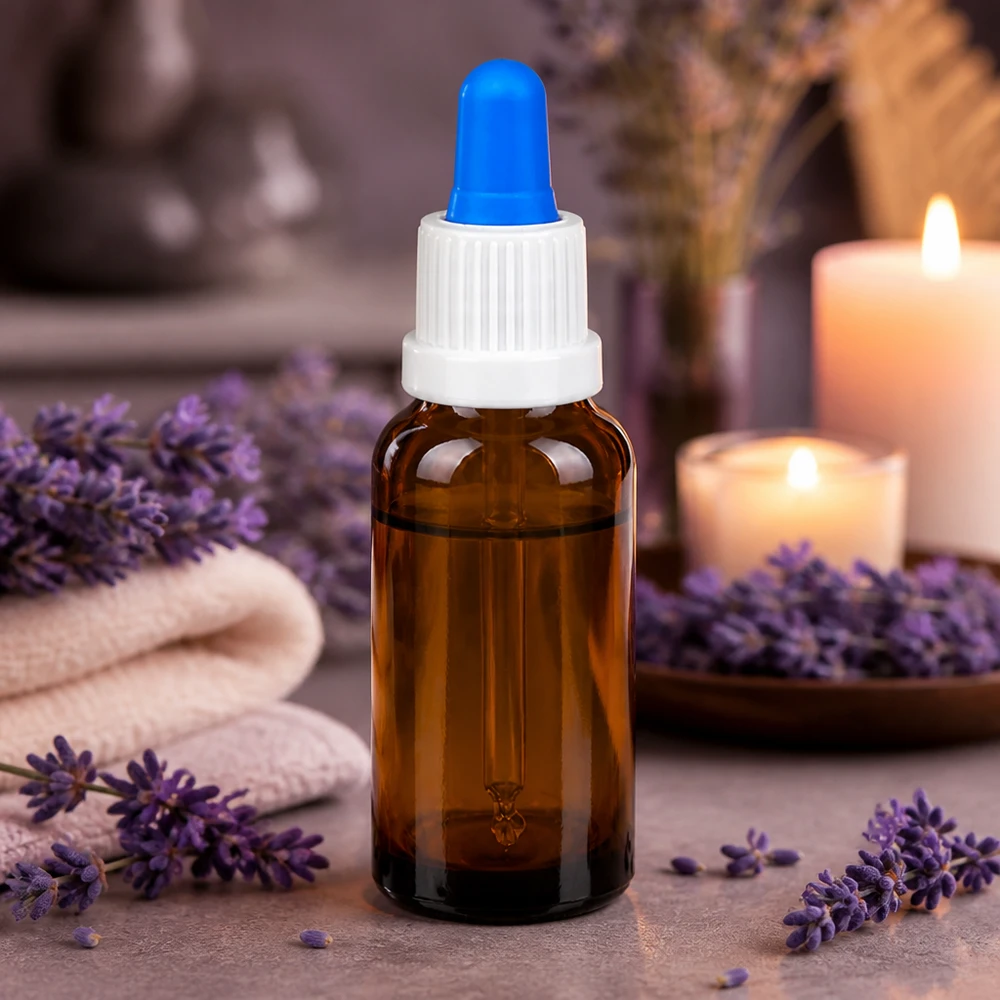 20ml pipetovací láhev bílá/modrý uzávěr s ochranou proti manipulaci BrownLine UT18/20 20ml Apotheker-Flasche aus Braunglas mit Pipette ideal für DIY-Kosmetik und Tinkturen