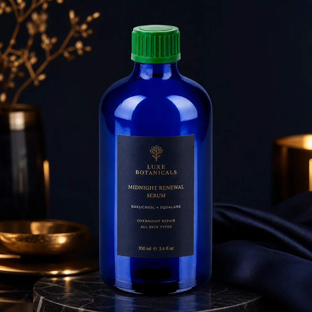 Premium blaue Tropfflasche 100ml UV-Schutz durch getöntes Glas für lichtempfindliche Substanzen