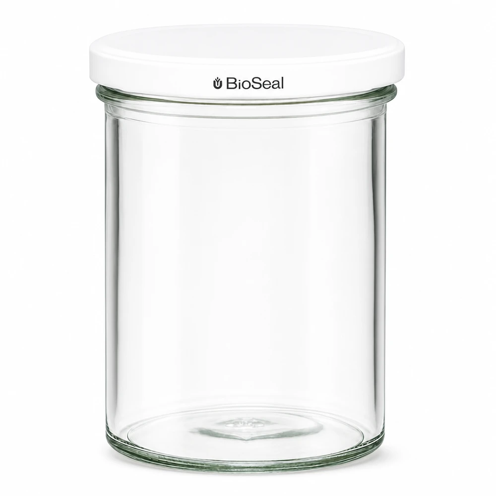 UNiTWIST Einmachglas 435ml mit weißem TO82 BioSeal Deckel Sturzglas für Lebensmittel Konservierung
