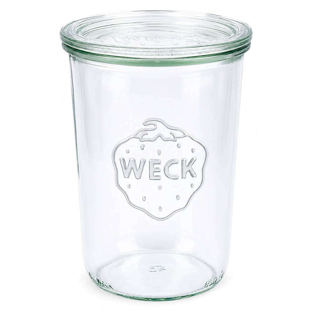 Zavařovací sklenice 850ml se skleněným víčkem WECK RR100 WECK Sturzglas 850ml mit Glasdeckel RR100 Einmachglas transparent mit WECK Logo für Konservierung