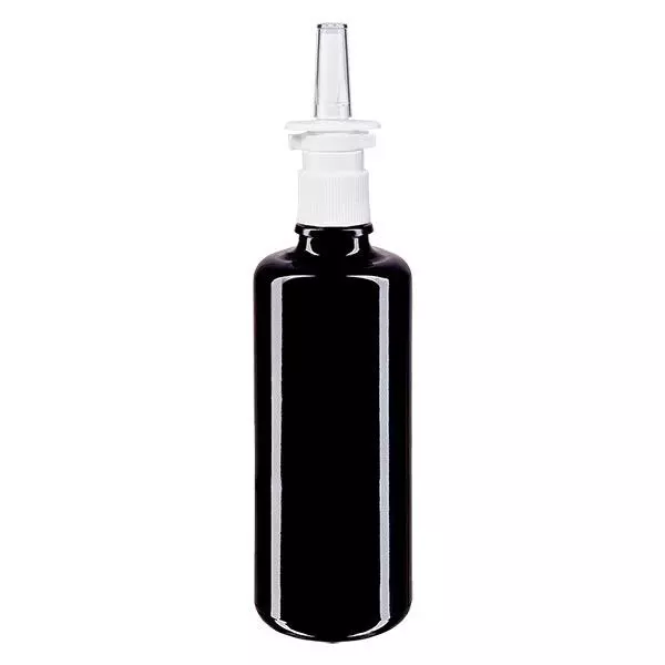 Lékárenská lahvička fialová 50ml nosní rozprašovač bílá standardní Lékárenská lahvička fialová 50ml nosní rozprašovač bílá standardní