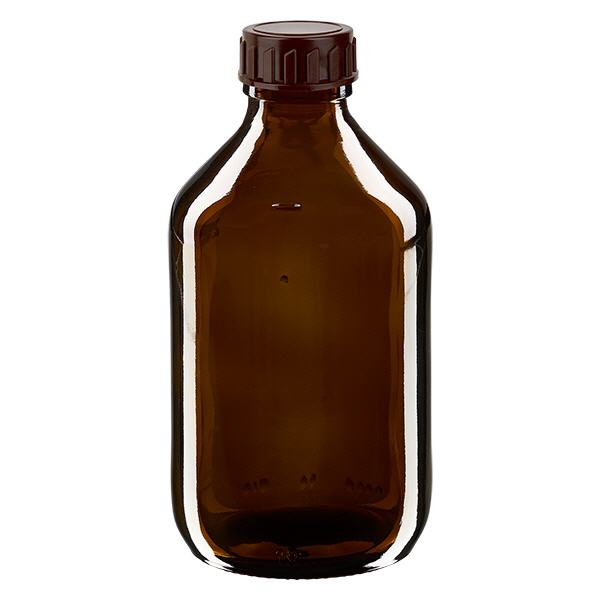 Hnědá láhev na léky 250ml, s hnědým uzávěrem ApoGlas Hnědá láhev na léky 250ml, s hnědým uzávěrem ApoGlas