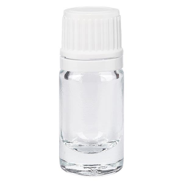 Lékárenská lahvička čirá 5ml kapátko s uzávěrem 1,2mm bílý uzávěr s ochranou proti manipulaci. Lékárenská lahvička čirá 5ml kapátko s uzávěrem 1,2mm bílý uzávěr s ochranou proti manipulaci.