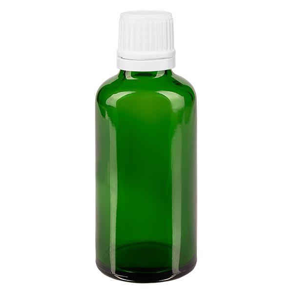 Lékárenská láhev zelená 50ml šroubovací uzávěr bílý nedotknutelný uzávěr. Lékárenská láhev zelená 50ml šroubovací uzávěr bílý nedotknutelný uzávěr.