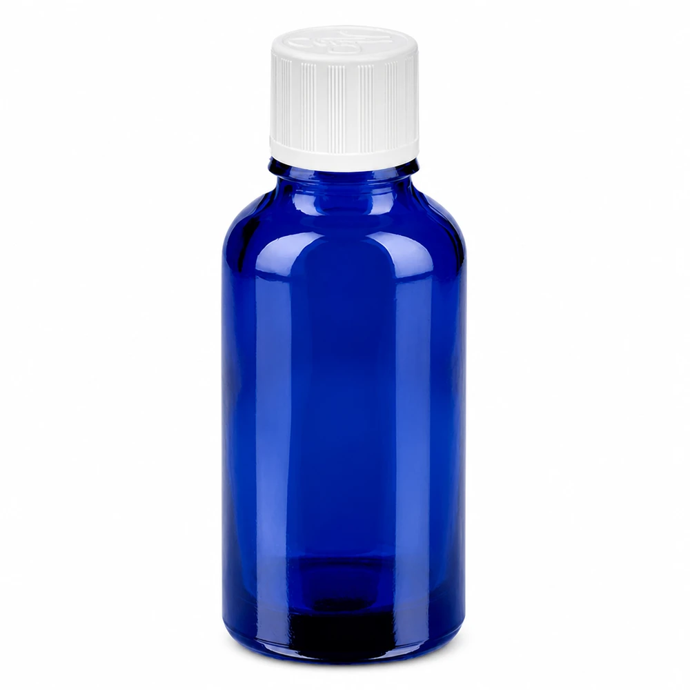 30ml láhev 11mm šroubovací uzávěr bílá standardní dětská odolná BlueLine UT18/30 Handliche 30ml Flasche BlueLine Serie perfekt für DIY Kosmetik und Essenzen
