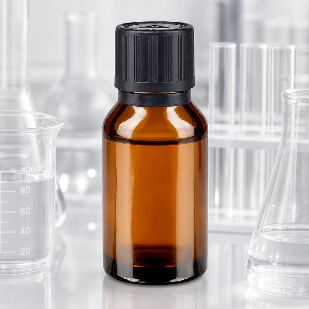 Lékárenská lahvička hnědá 15ml kapací uzávěr Nalévací kroužek 1mm černý Dětská pojistka Výstražný symbol pro nevidomé Uzávěr s ochranou proti ma Kompakte Braunglasflasche 15ml mit Kindersicherungsverschluss und feinem 1mm Tropfeinsatz