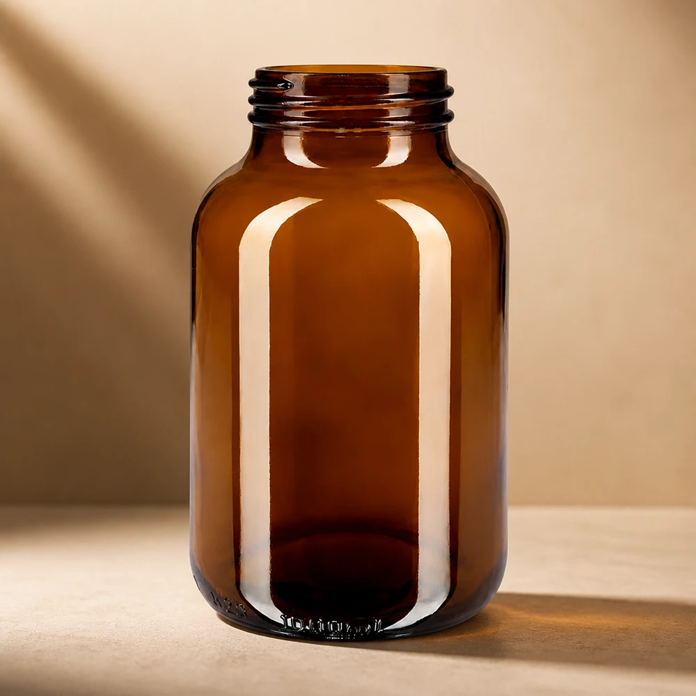 Klassische Weithalsflasche 1000ml aus Braunglas mit zeitlosem Design und Funktionalität