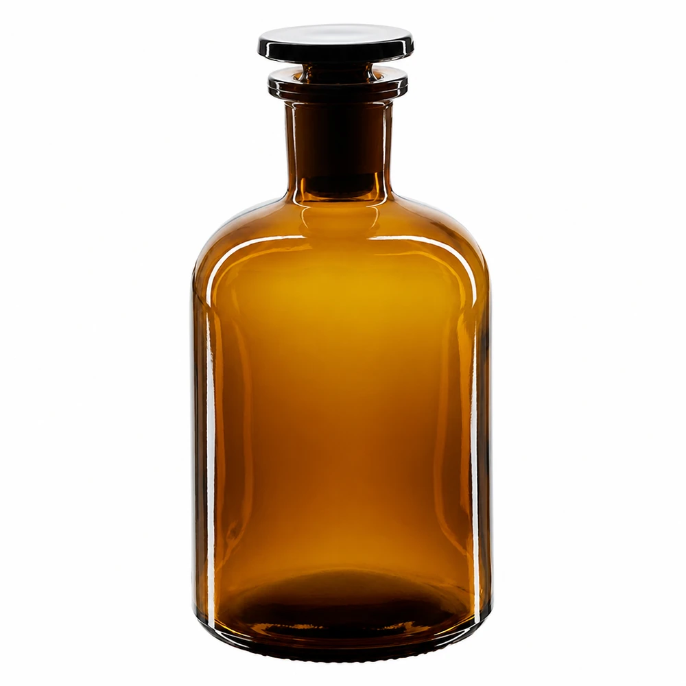 Amber-Glasflasche 250ml schmal Enghals mit Glasstopfen für chemische und pharmazeutische Nutzung