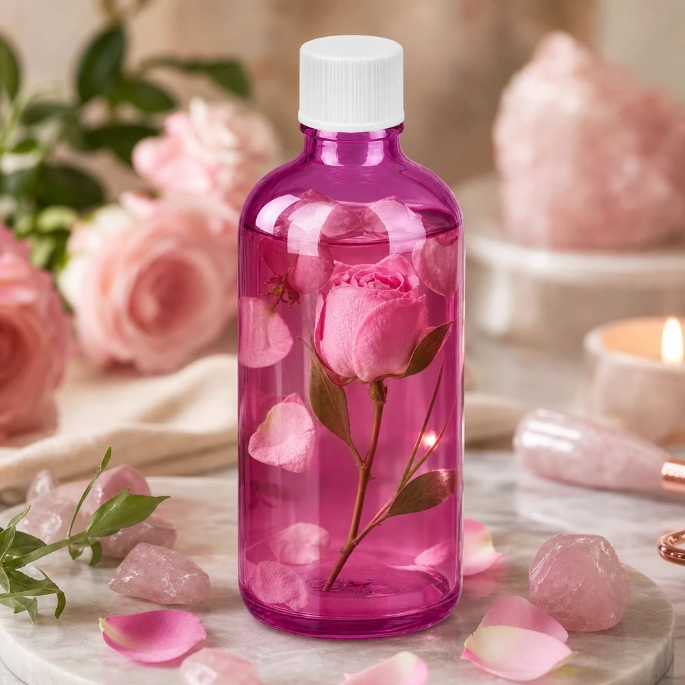 100ml lahvička 11mm se šroubovacím uzávěrem bílá standardní PurpleLine UT18/100 Vielseitige 100ml Glasflasche violett mit Standard Gewinde für Aromatherapie und Wellness
