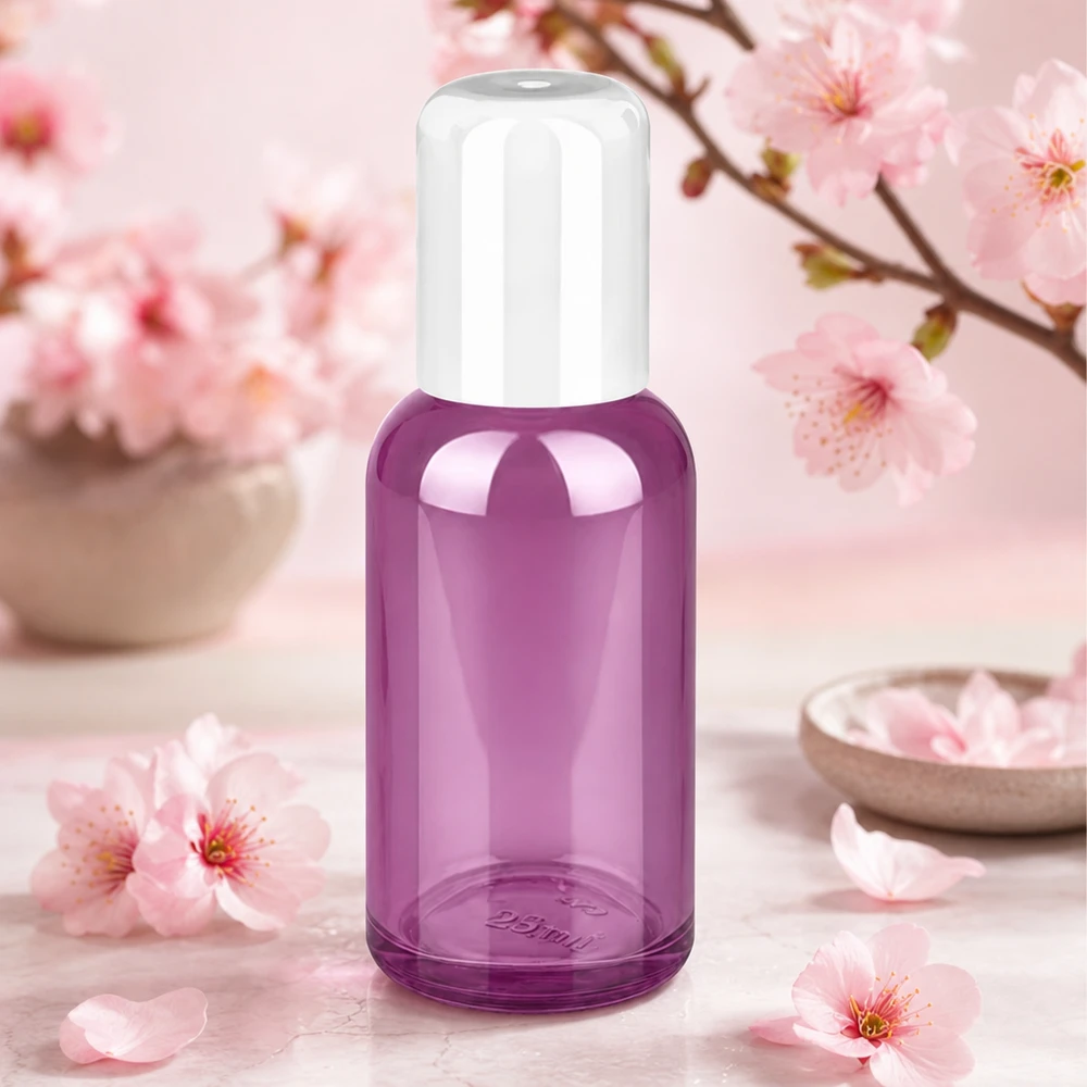 Stilvolle 30ml Glasflasche mit Roll-On Funktion in trendigem Violett-Farbton