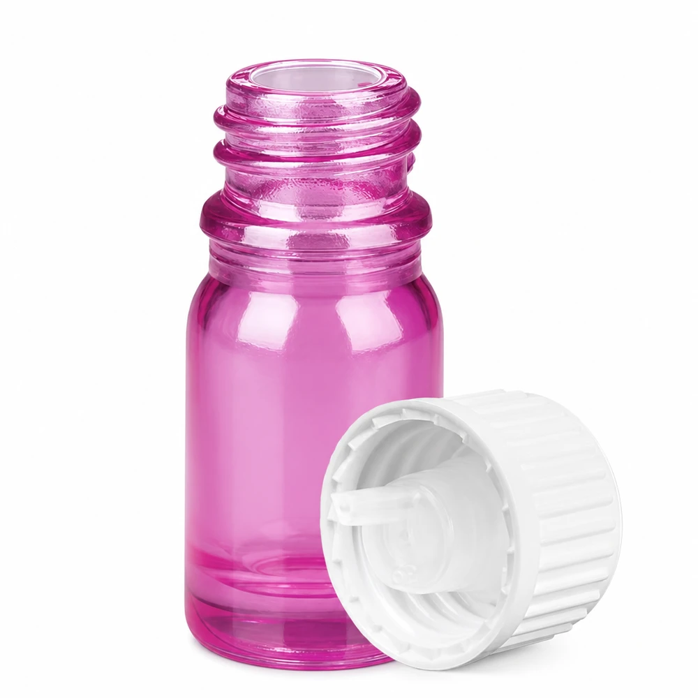 5ml lahvička s kapátkem 0,9 mm bílá standardní PurpleLine UT18/5 Mini Tropfflasche 5ml violett durchsichtig mit ergonomischem Schraubverschluss PurpleLine