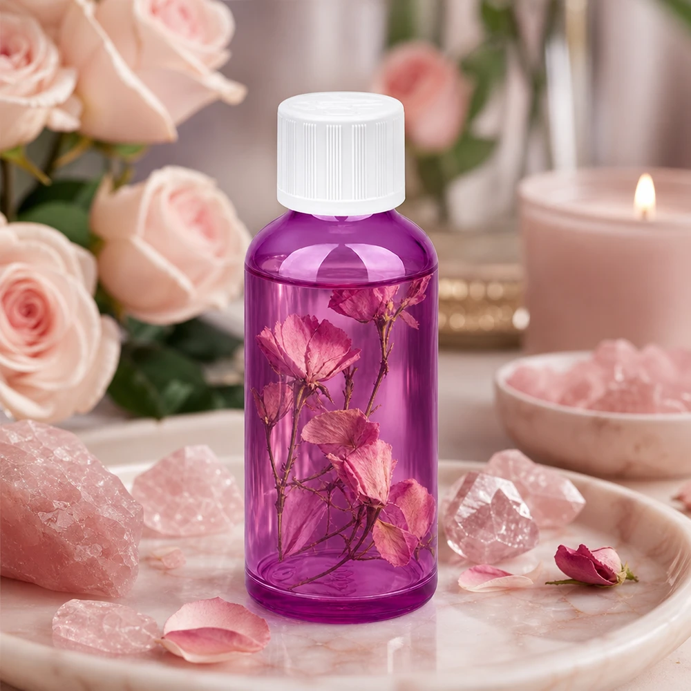 50ml láhev PurpleLine UT18/50 se šroubovacím uzávěrem 11mm bílá standardní odolná proti otevření dětmi. 50ml violette Flasche mit weißem Schraubverschluss UT18 Gewinde für Nachfüllungen