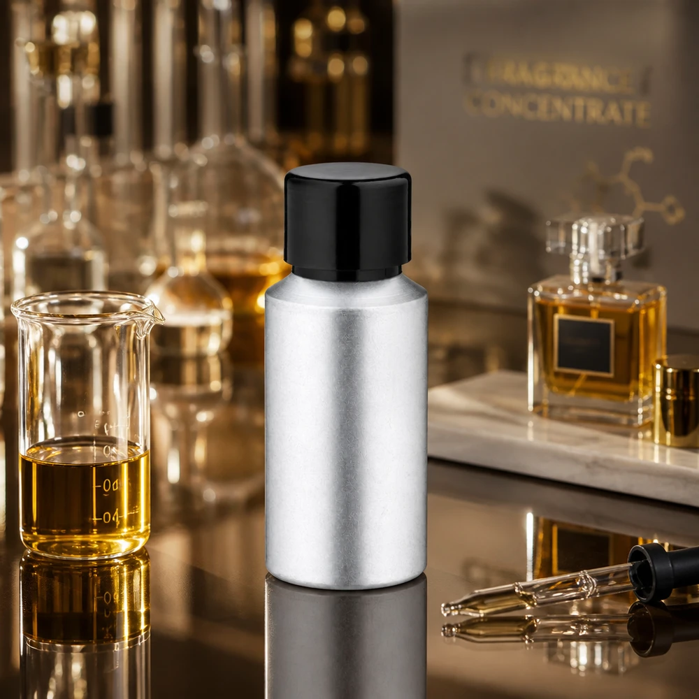 Elegante 30ml Aluflasche in Silber-Optik mit schwarzer Schraubkappe für hochwertige Essenzen