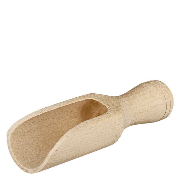 Dřevěná lopatka velikosti S půlkruhového tvaru - délka 75mm Kleine Holzschaufel halbrund 7,5cm natur unbehandelt für Gewürze Kräuter und Tee aus Buchenholz