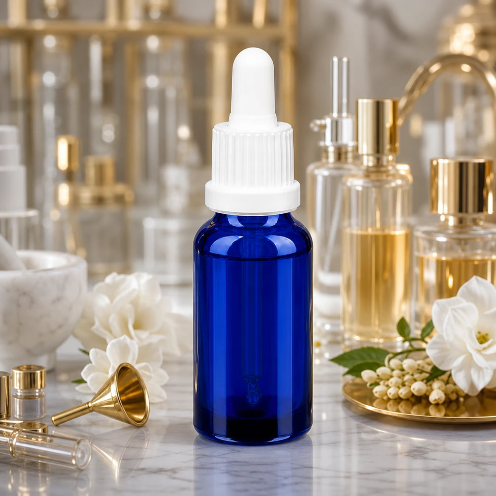 20ml pipetovací láhev bílá s tamper-evidentním uzávěrem BlueLine UT18/20 Professionelle 20ml Pipettenflasche mit UV-Schutz und chemikalienbeständiger weißer Pipette