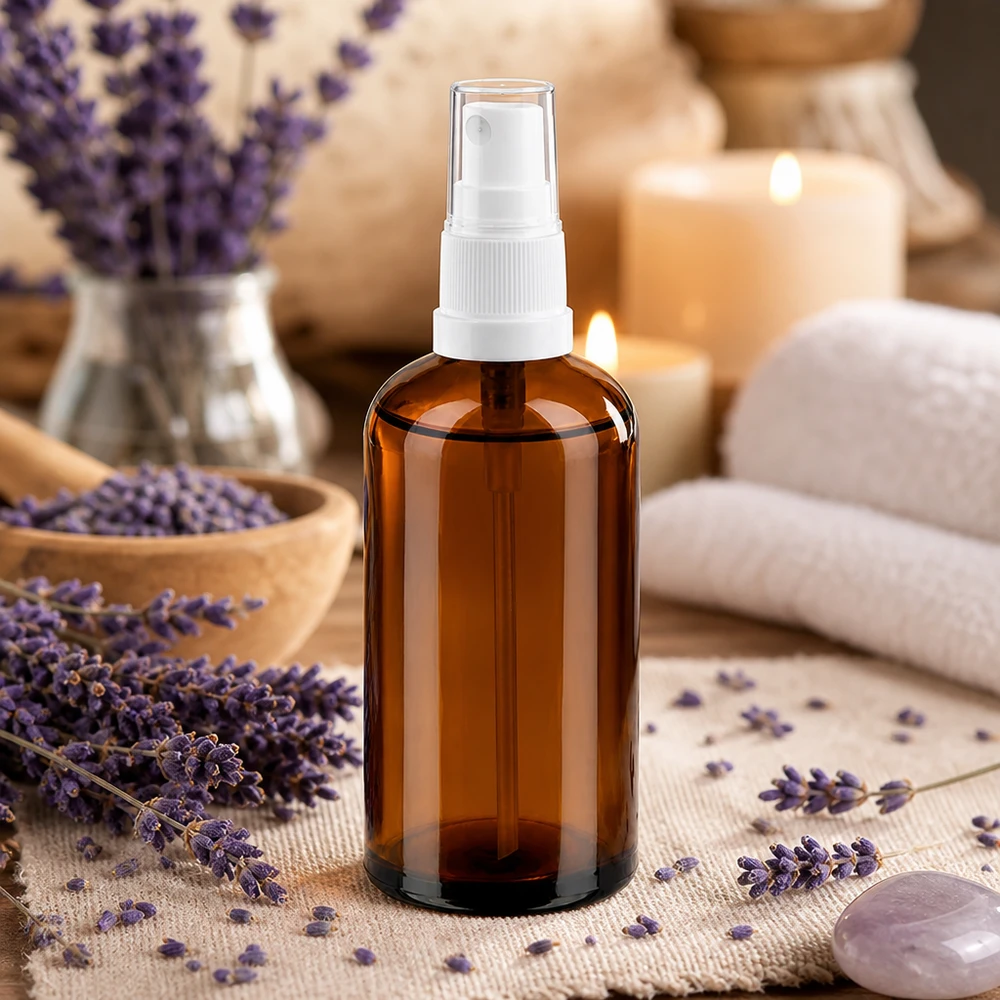 Robuste 100ml Glassprühflasche in Apotheker-Qualität mit weißem Pumpzerstäuber für den täglichen Gebrauch