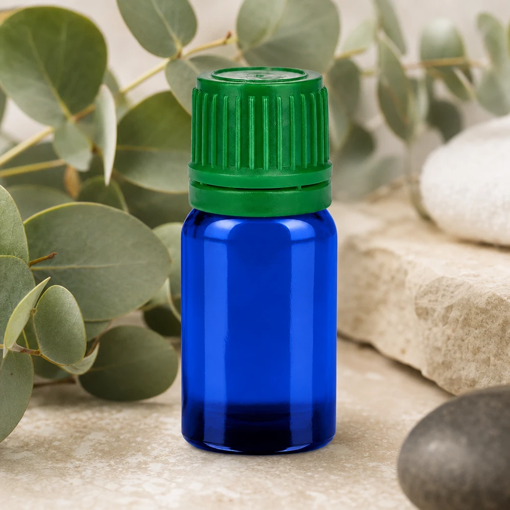 5ml lahvička 11mm šroubovací uzávěr zelený tamper-evidentní uzávěr BlueLine UT18/5 5ml Flasche mit kindersicherem grünen Verschluss für sichere Lagerung von Konzentren