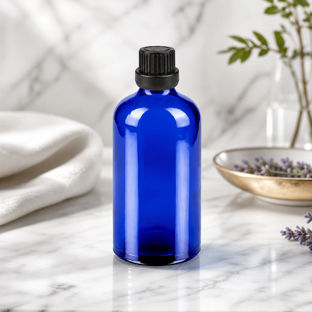 100ml lahvička s kapátkem 2mm černá s uzávěrem odolným proti manipulaci BlueLine UT18/100