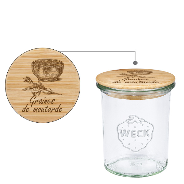 Couvercle en bois &quot;Graines de moutarde&quot; avec WECK verre renv