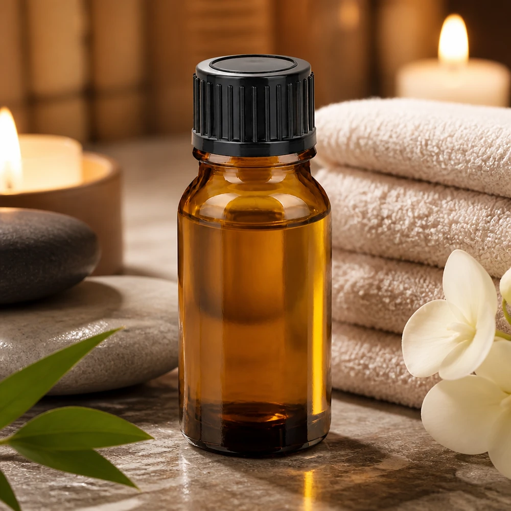 10ml láhev 11mm šroubovací uzávěr černý Standard BrownLine UT18/10 10ml Glasflasche in warmer Bernsteinoptik mit mattschwarzem Verschluss für Wellness-Produkte