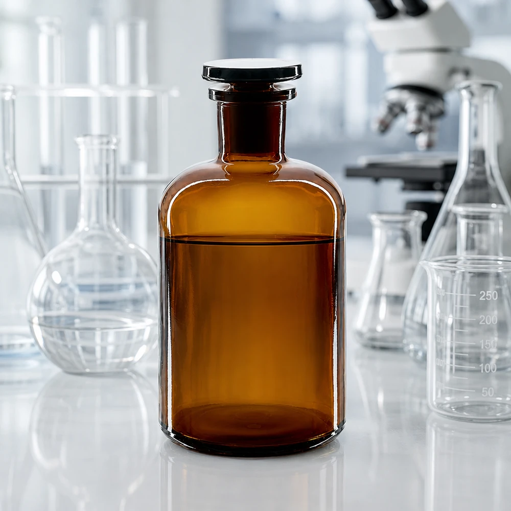 Láhev s kulatým ramenem 500ml hnědá úzké hrdlo skleněná zátka Pharmazie Vorratsflasche Braunglas 500ml Rundschulterform Enghals hermetisch verschlossen