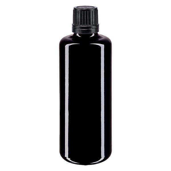 Lékárenská láhev fialová 100ml šroubovací uzávěr černý nalévací kroužek nedovolená manipulace s uzávěrem. Lékárenská láhev fialová 100ml šroubovací uzávěr černý nalévací kroužek nedovolená manipulace s uzávěrem.