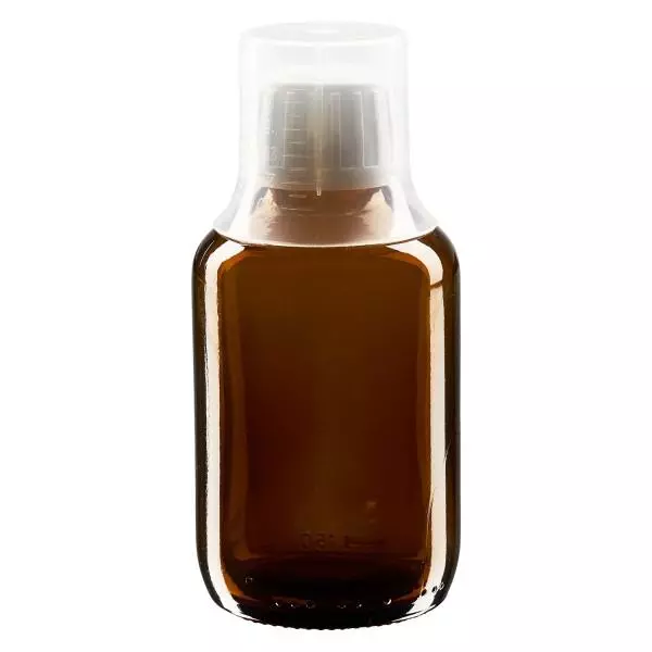 150ml lahvička na léky hnědá, s uzávěrem proti otevření s dávkovacím kalíškem 30ml ApoGlas 150ml lahvička na léky hnědá, s uzávěrem proti otevření s dávkovacím kalíškem 30ml ApoGlas