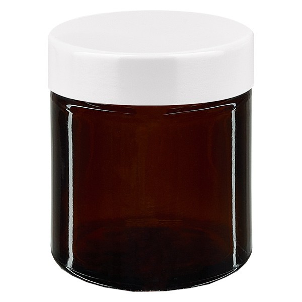 Skleněná dóza 30ml. hnědá, s bílým bakelitovým víčkem ApoGlas Skleněná dóza 30ml. hnědá, s bílým bakelitovým víčkem ApoGlas