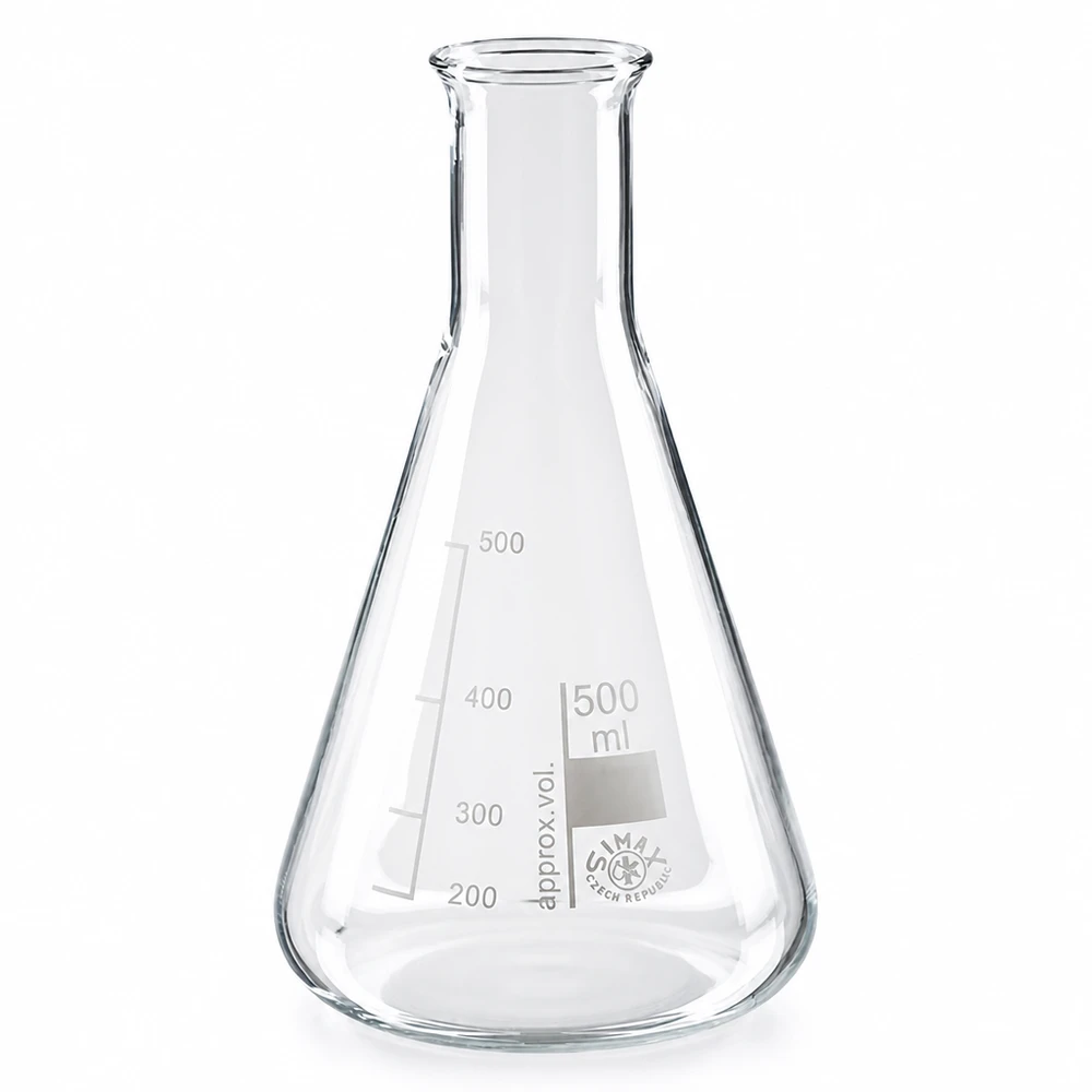 Erlenmeyerova baňka 500 ml s úzkým hrdlem Erlenmeyerkolben 500ml Fassungsvermögen mit Enghals für Experimente und Analysen