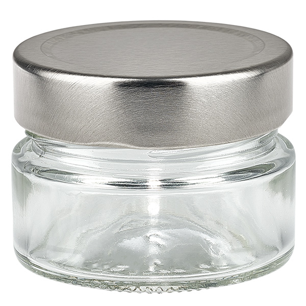 80ml kulat&#225; sklenice + v&#237;&#269;ko BasicSeal st&#345;&#237;brn&#233; hlubok&#233; UNiTWIST