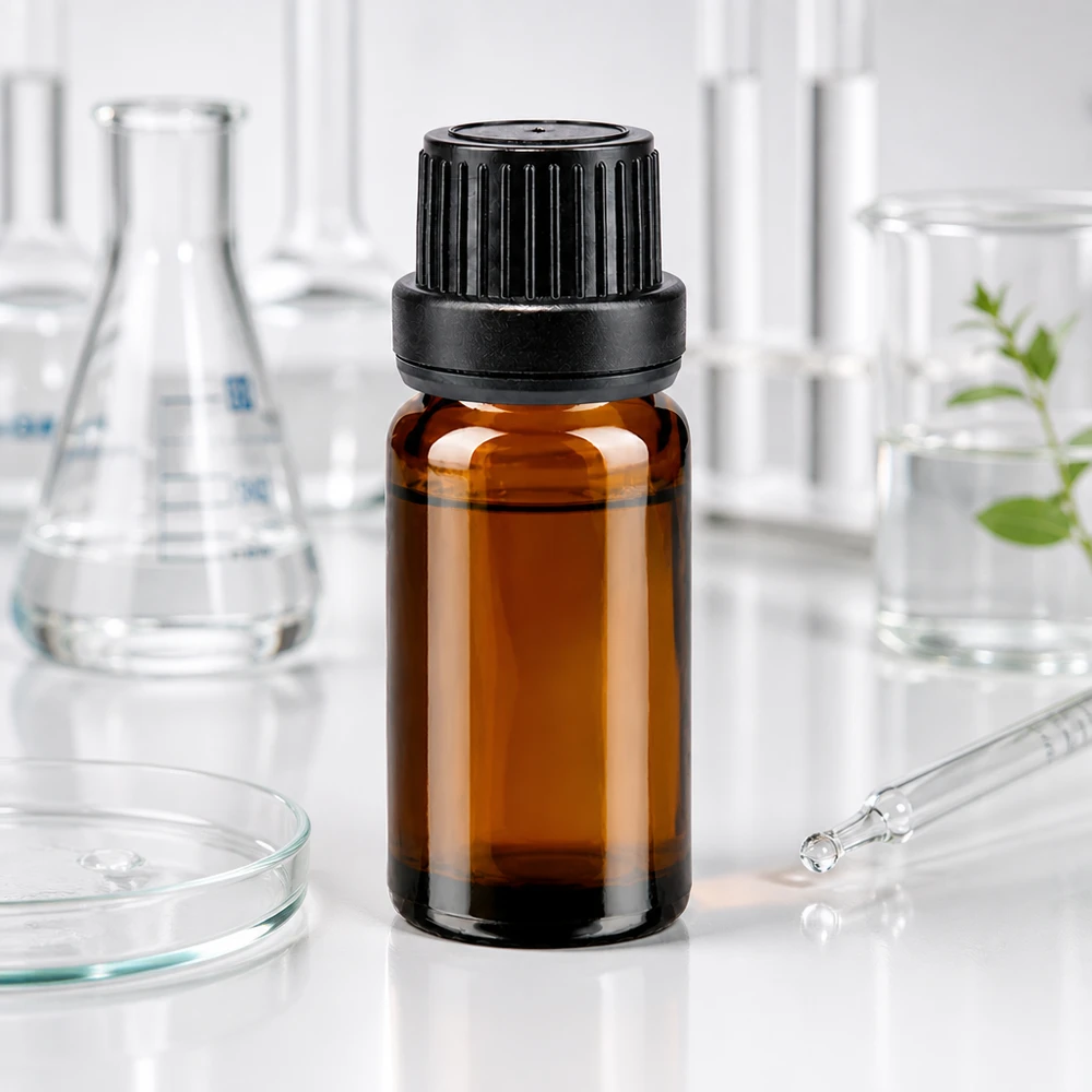 Lékárenská láhev hnědá 10ml kapátko s nalévacím kroužkem 2mm černý tamper evidentní uzávěr Braune UV-Schutz Glasflasche 10ml mit Originalitätsverschluss schwarz und 2mm Dosieraufsatz