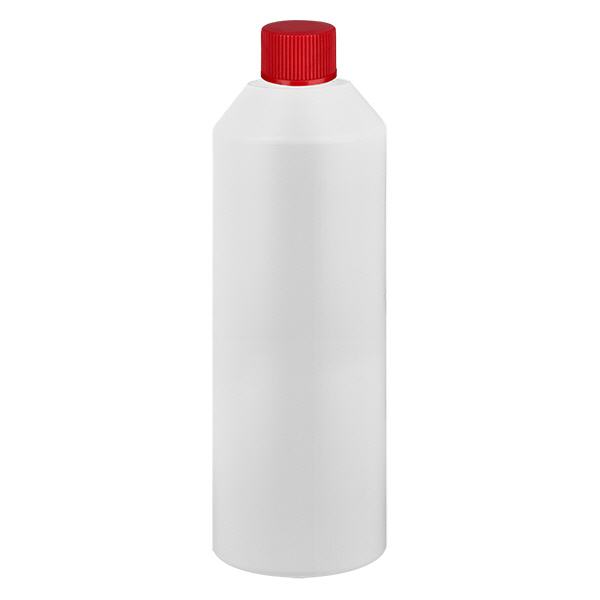 Lékárenská láhev HDPE 250ml bílá, s červeným šroubovacím uzávěrem Lékárenská láhev HDPE 250ml bílá, s červeným šroubovacím uzávěrem