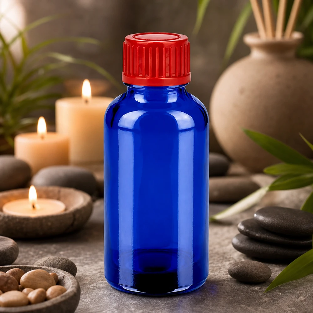 Zertifizierte 30ml Pharmaflasche nach DIN-Standard mit hygienischem roten Schraubverschluss