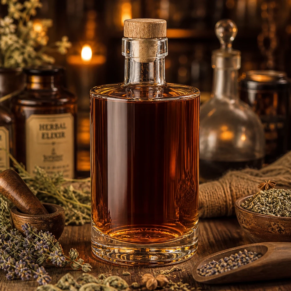 350ml Glasflasche "Galileo" mit Holzgriffkorken UNiTWIST®