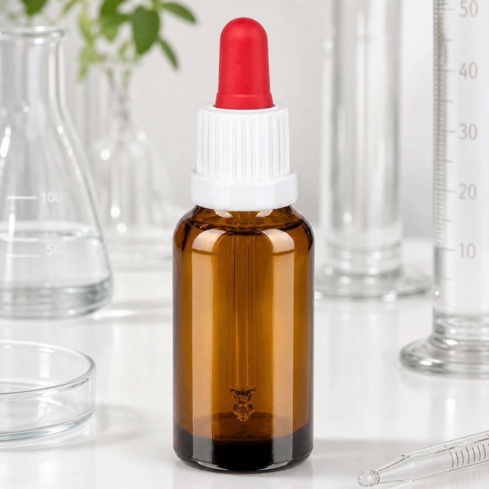 20ml pipetovací láhev bílá/červený uzávěr s ochranou proti manipulaci BrownLine UT18/20 Medizinische Pipettenflasche 20ml braun für hygienische und sterile Anwendungen
