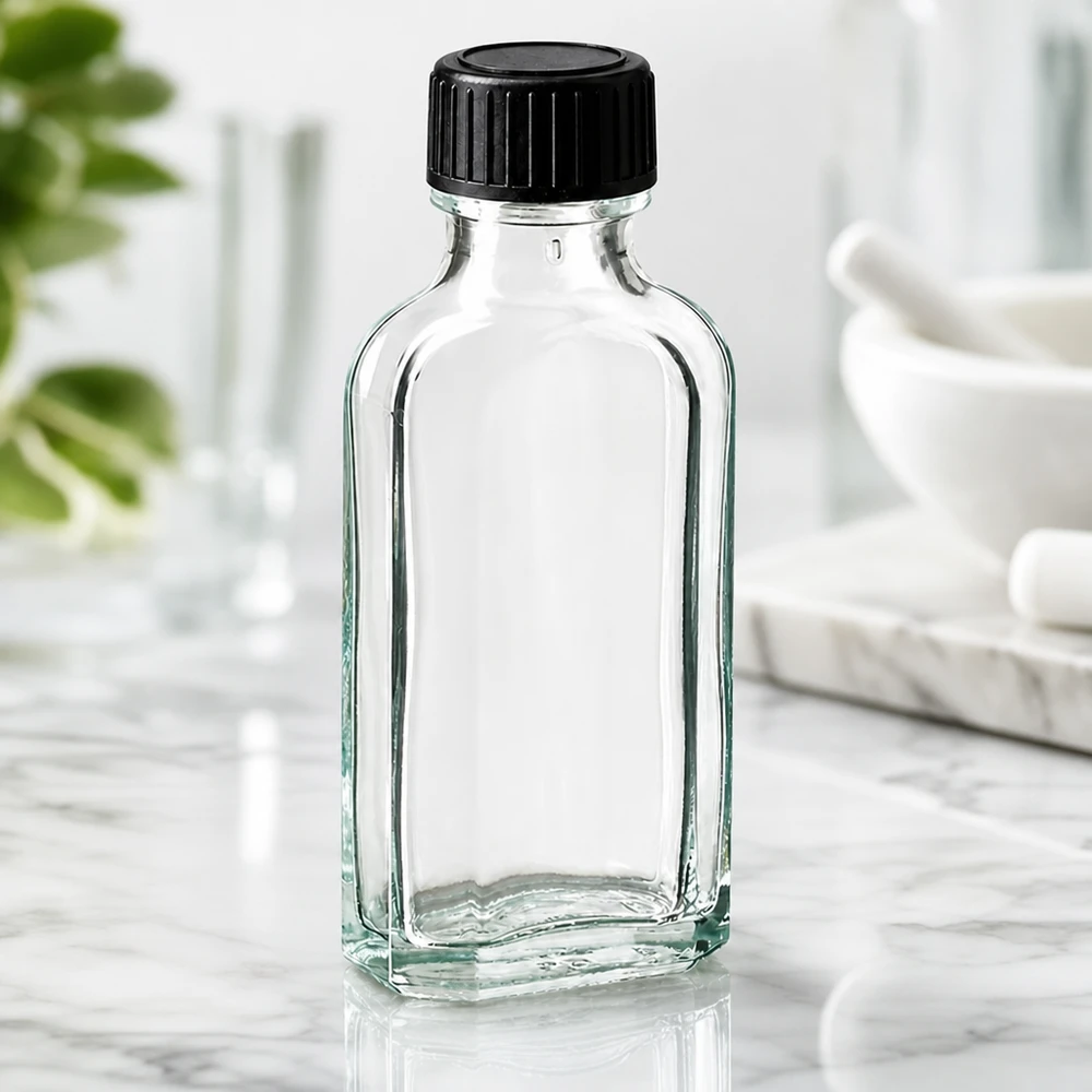 50ml Klarglasflasche Meplat Form mit LKD-Dichtscheibe fur pharmazeutische Anwendungen