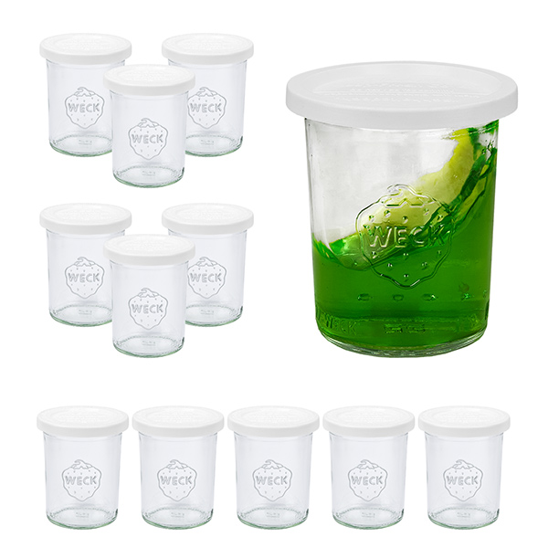 Sada 12 skleněných pohárů Weck o objemu 160 ml s 12 přilnavými víčky Sada 12 skleněných pohárů Weck o objemu 160 ml s 12 přilnavými víčky