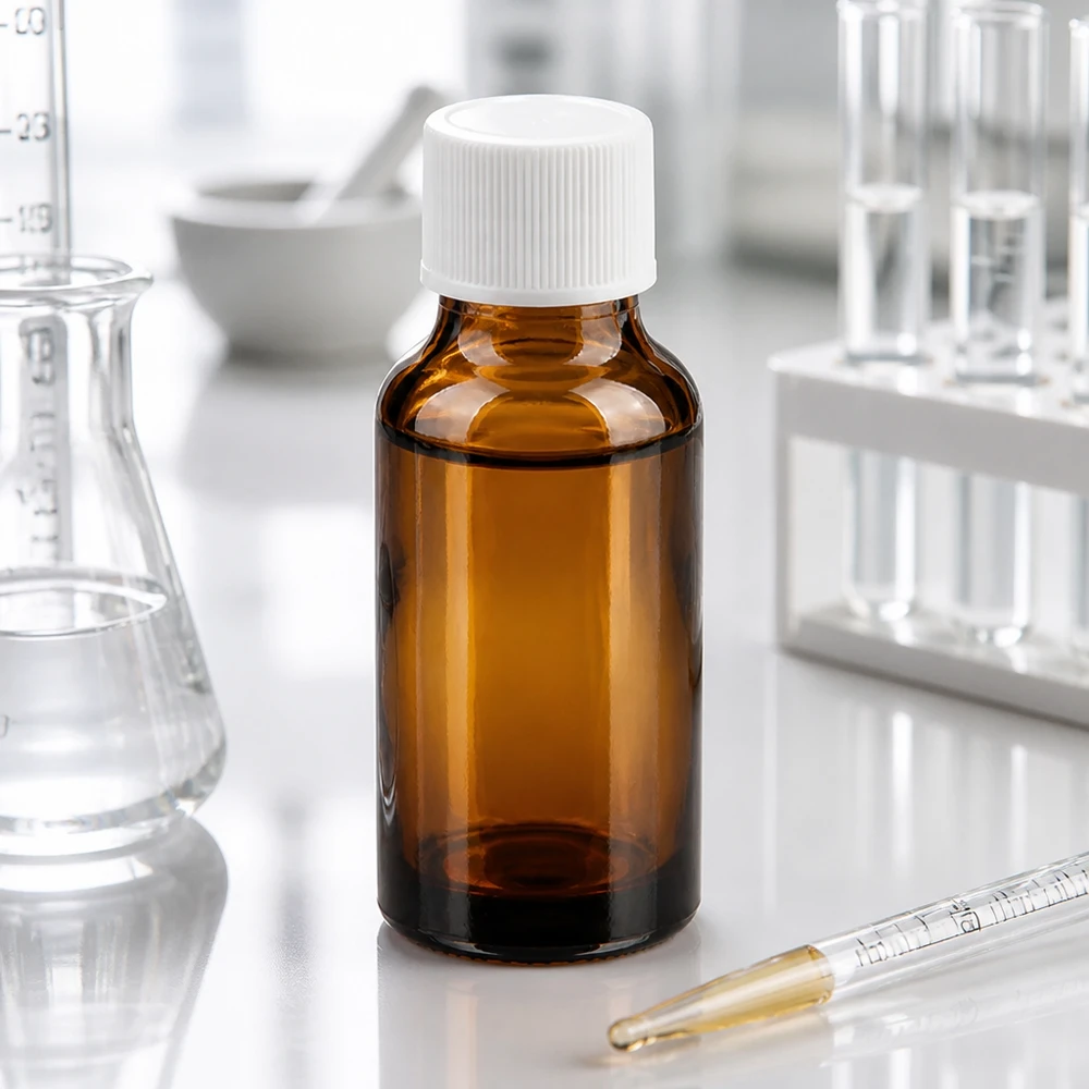 20ml láhev se šroubovacím uzávěrem 11 mm bílá Standard BrownLine UT18/20 Robuste 20ml Apothekerflasche aus getöntem Glas mit sicherem Verschlusssystem für den täglichen Gebrauch